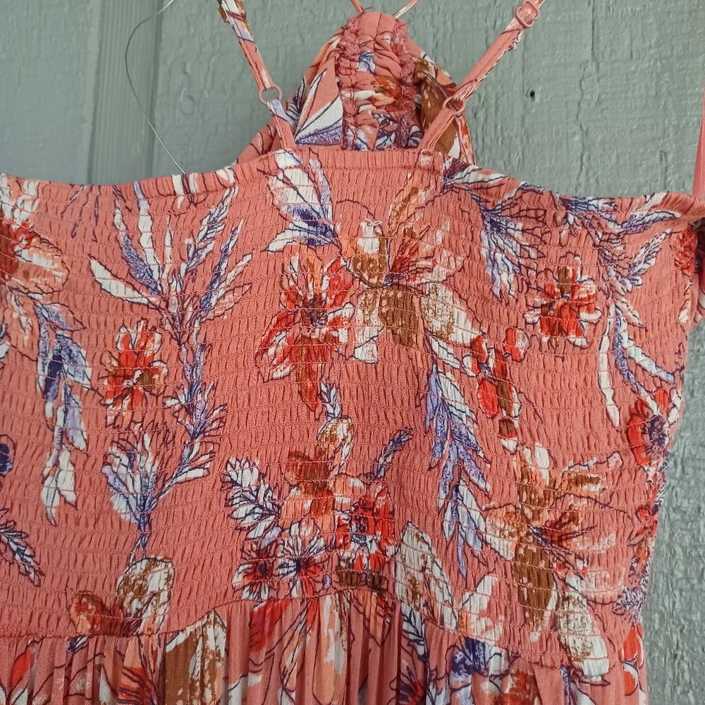 Free People One Step Ahead Maxi Dress Size Women M Floral Smocked Viscose Boho